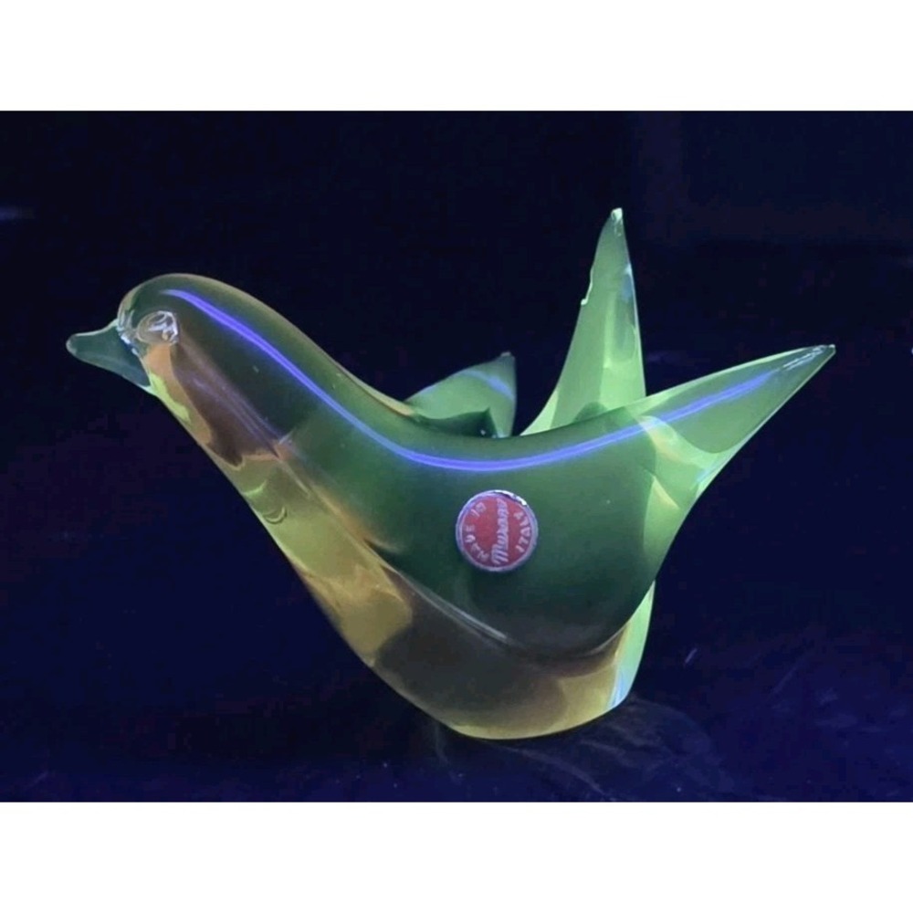 Rare Vintage Murano Possibly Vaseline/Uranium? Glass Dove 4"X4.5" Glows Under UV